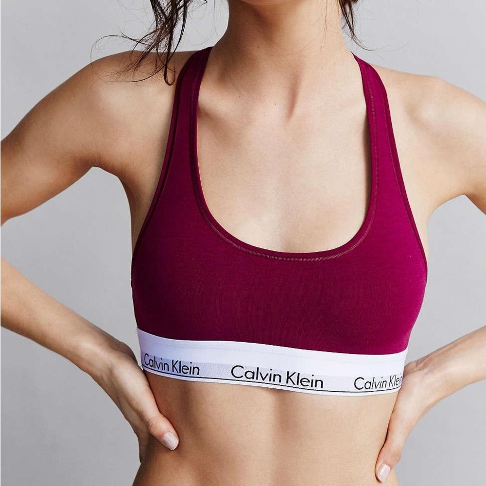 CK maroon racerback sports bra